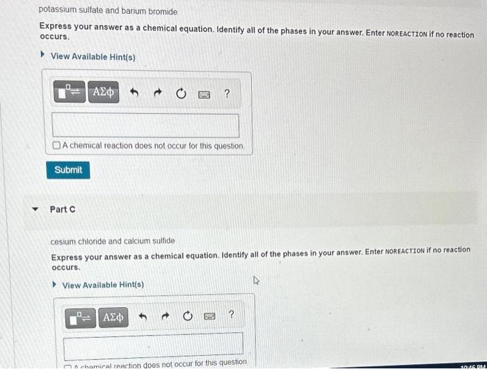 Solved potassium sulfate and barium bromide Express your