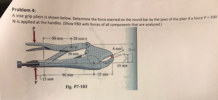 Solved Problem 4: A Vise Grip Pliers Is Shown Below. | Chegg.com