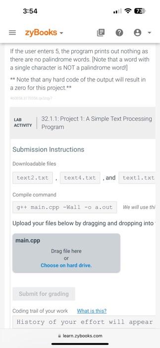 Solved 32.1 Project 1: A Simple Text Processing Program In | Chegg.com