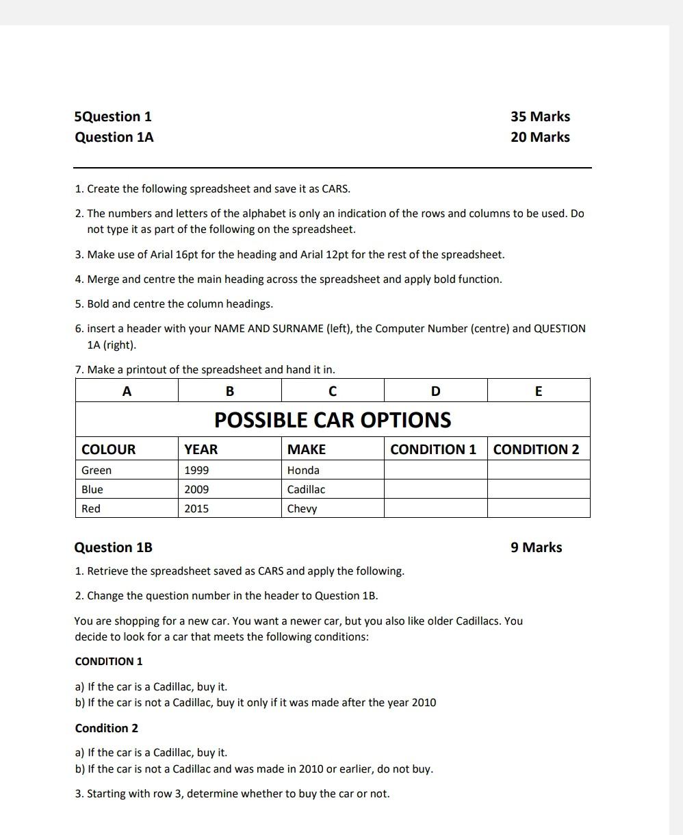 1. Create the following spreadsheet and save it as Chegg