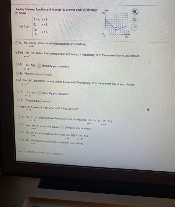 Solved 1074 a Use the following function and its graph to | Chegg.com