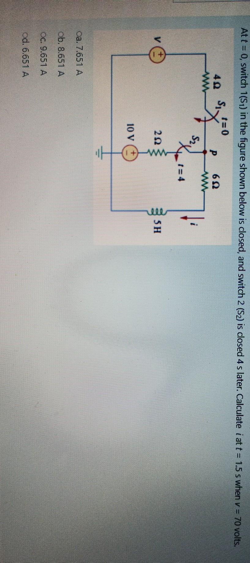 Solved At t = 0, switch 1(S1) in the figure shown below is | Chegg.com