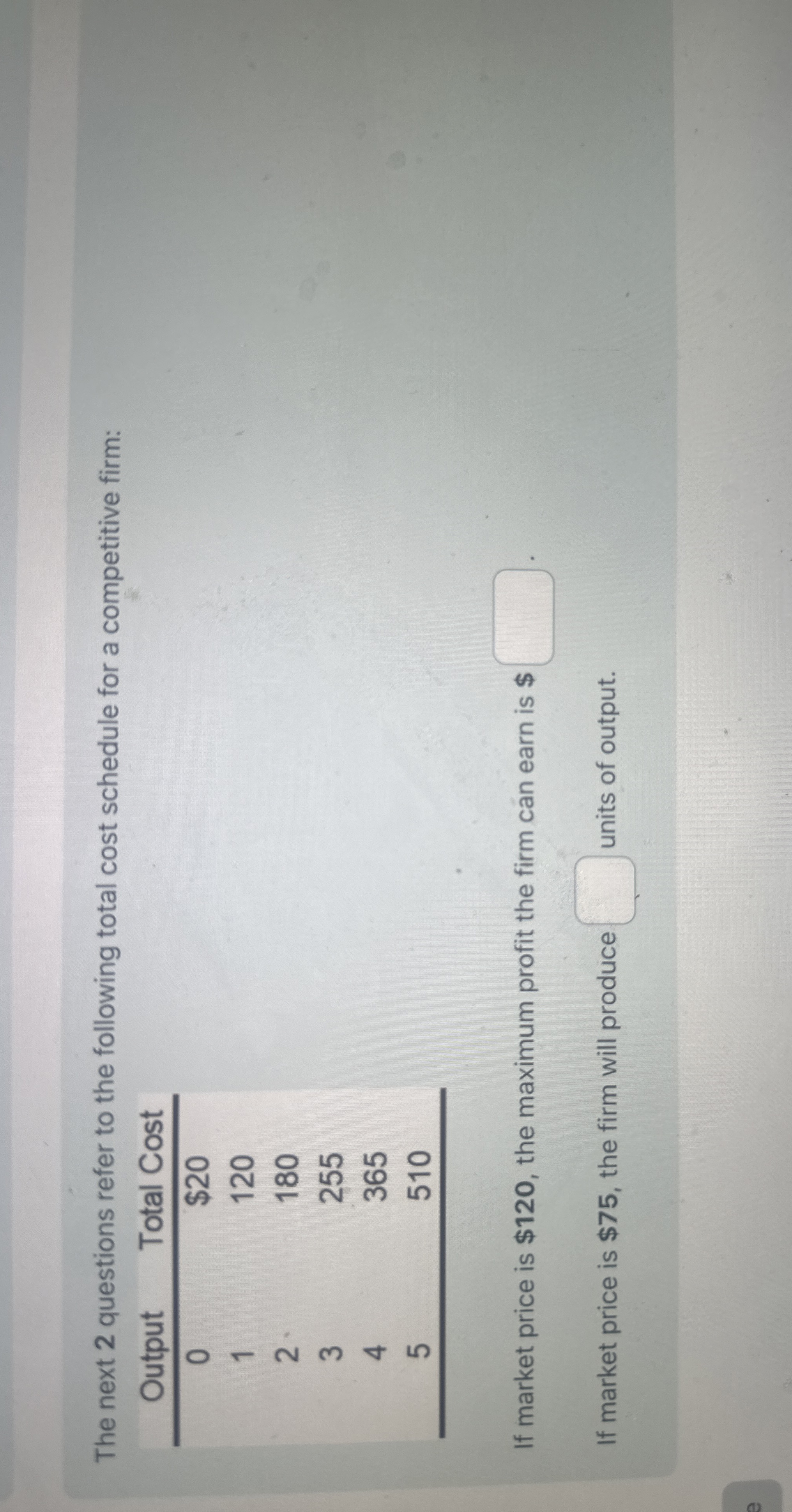 Solved The next 2 ﻿questions refer to the following total | Chegg.com