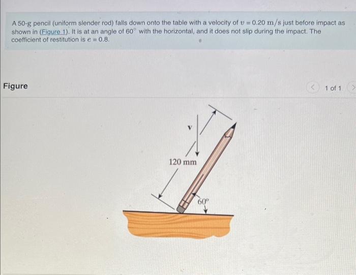 solved-a-50-g-pencil-uniform-slender-rod-falls-down-onto-chegg