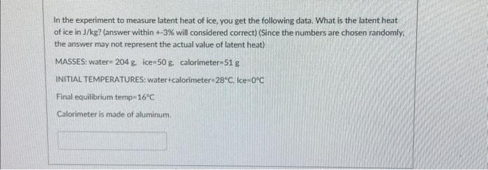 experiment 1 latent heat