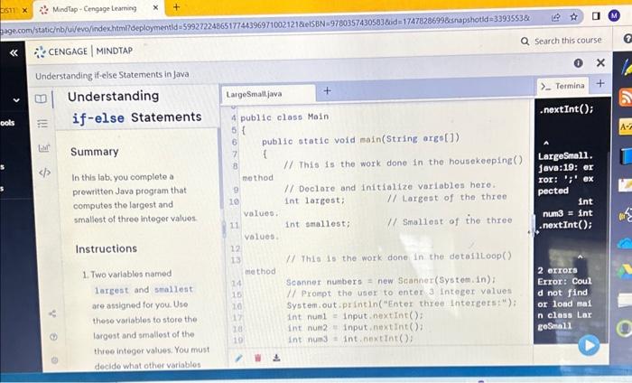 Solved ∴ CENGAGE | MINDTAP Understanding if-else Statements | Chegg.com