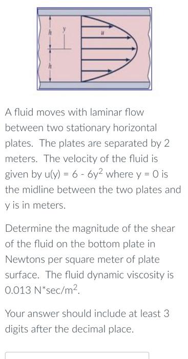Solved A fluid moves with laminar flow between two | Chegg.com
