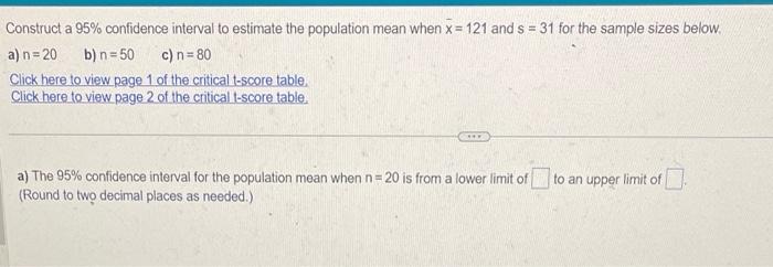 Solved Construct a 95% confidence interval to estimate the | Chegg.com