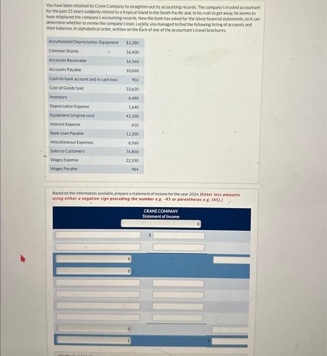 Solved You have been retained ty Crane Company to straighten