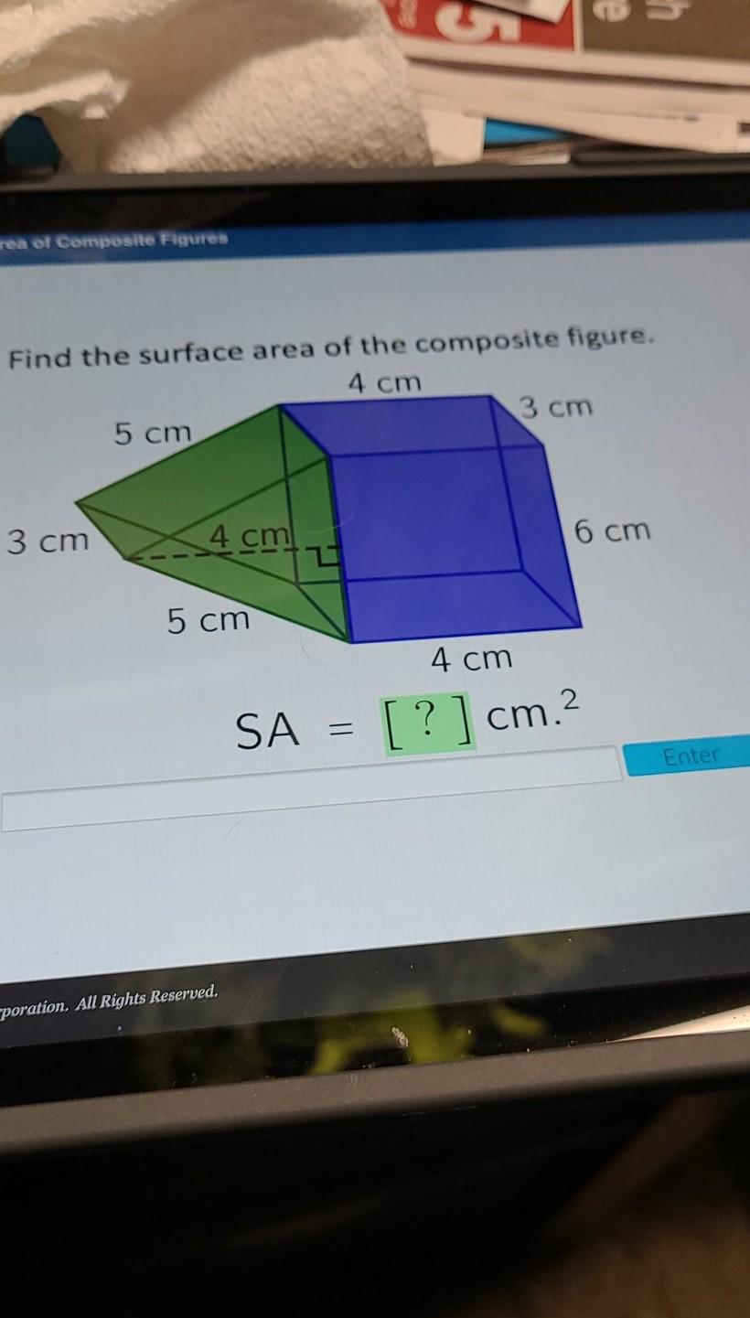 Solved ren of Composite Figures Find the surface area of the | Chegg.com