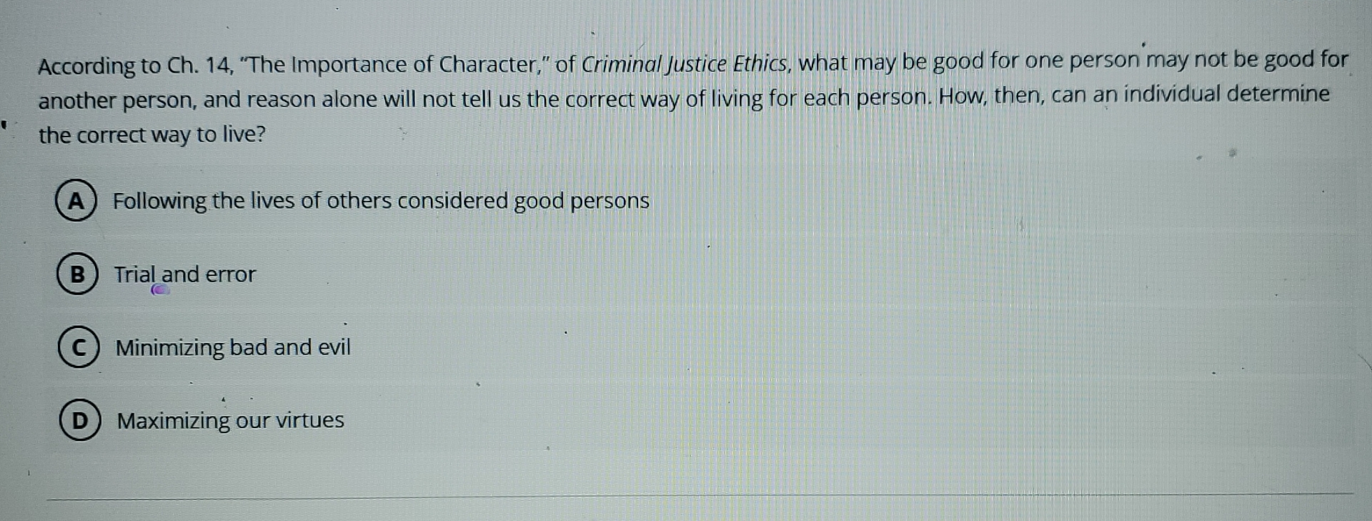 Solved According to Ch. 14, ﻿"The Importance of Character," | Chegg.com