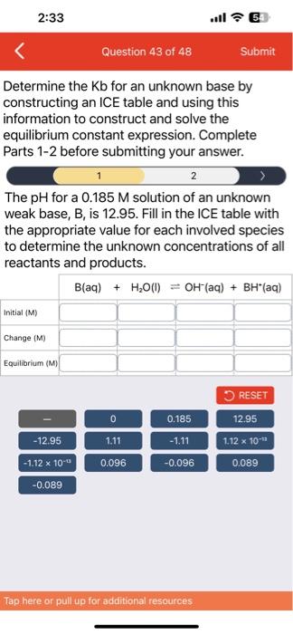 Solved Determine the Kb for an unknown base by constructing | Chegg.com