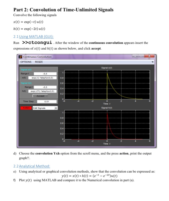 Solved Part 2: Convolution of Time-Unlimited Signals | Chegg.com