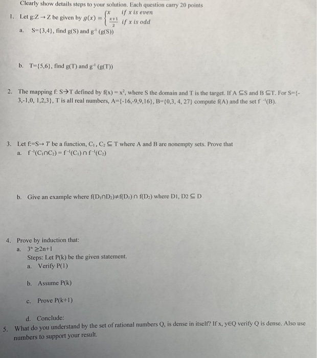 Solved Clearly Show Details Steps To Your Solution Each Chegg Com