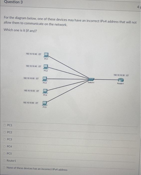 Solved For the diagram below, one of these devices may have | Chegg.com
