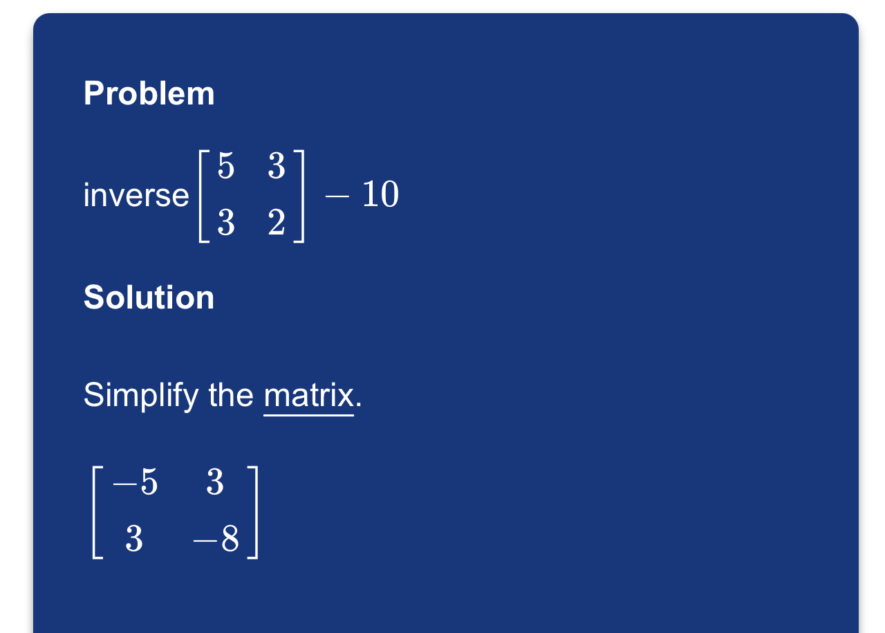 Solved Probleminverse [5332]-10SolutionSimplify the | Chegg.com