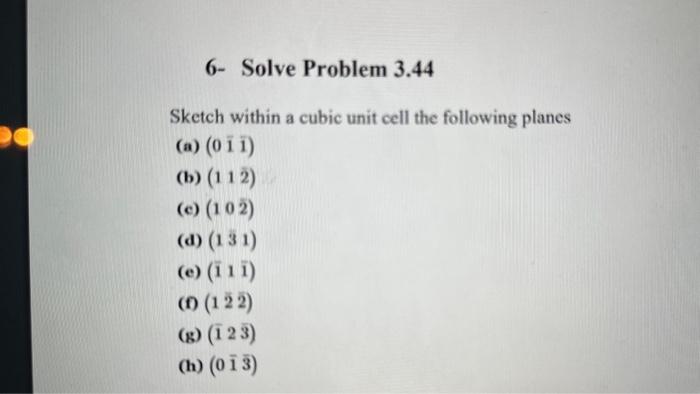 Solved Sketch within a cubic unit cell the following planes | Chegg.com
