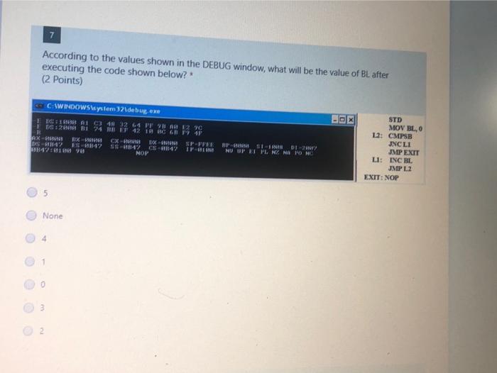 Solved According to the values shown in the DEBUG window, | Chegg.com