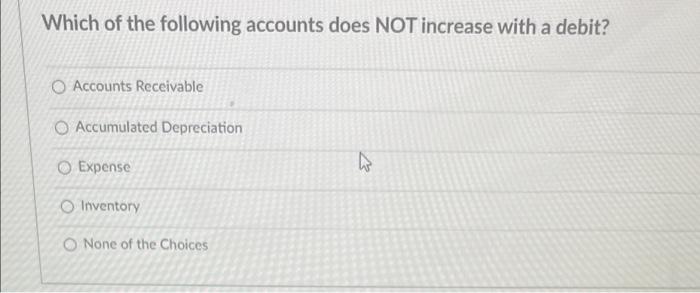 Solved Which of the following accounts does NOT increase | Chegg.com