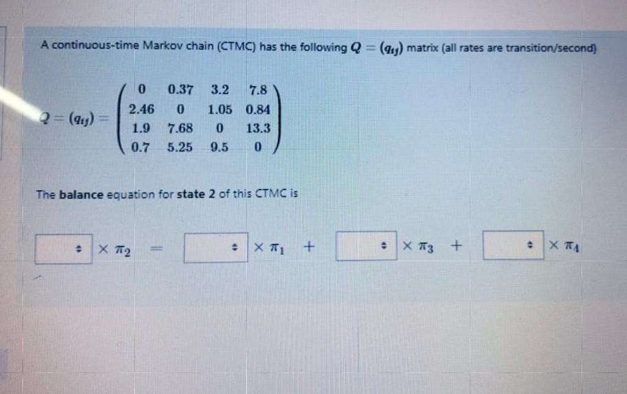 Solved A continuous-time Markov chain (CTMC) has the | Chegg.com