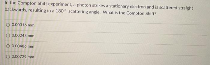 Solved In the Compton Shift experiment, a photon strikes a | Chegg.com