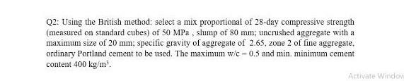 Solved Q2: Using the British method: select a mix | Chegg.com