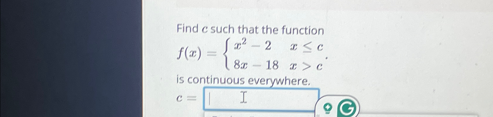 Solved Find c ﻿such that the | Chegg.com