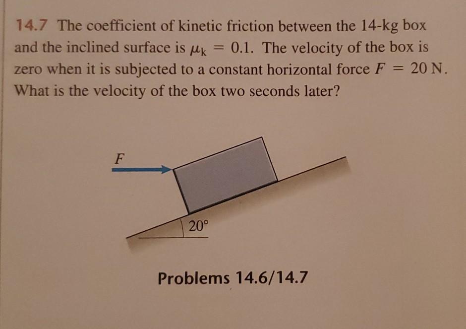Solved 14.7 The coefficient of kinetic friction between the | Chegg.com