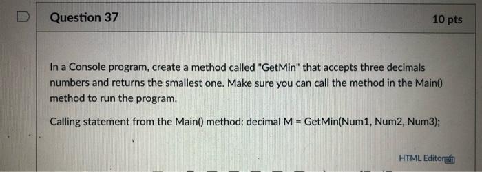 Solved Question 37 10 pts In a Console program, create a | Chegg.com