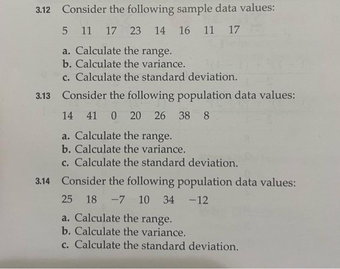 Solved 3.2 Consider the following data values: 6 14 17 1 16 | Chegg.com