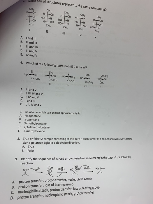 Solved Which pair of structures represents the same | Chegg.com
