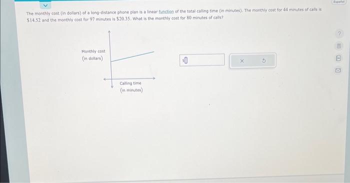 Solved The monthiy cost (in dollars) of a long-diatance | Chegg.com