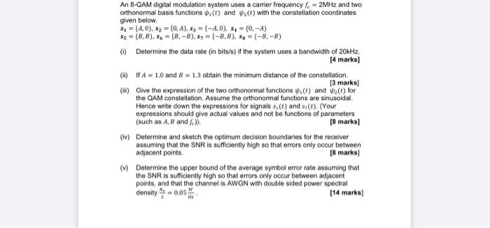 Solved An 8-CAM digital modulation system uses a carrier | Chegg.com