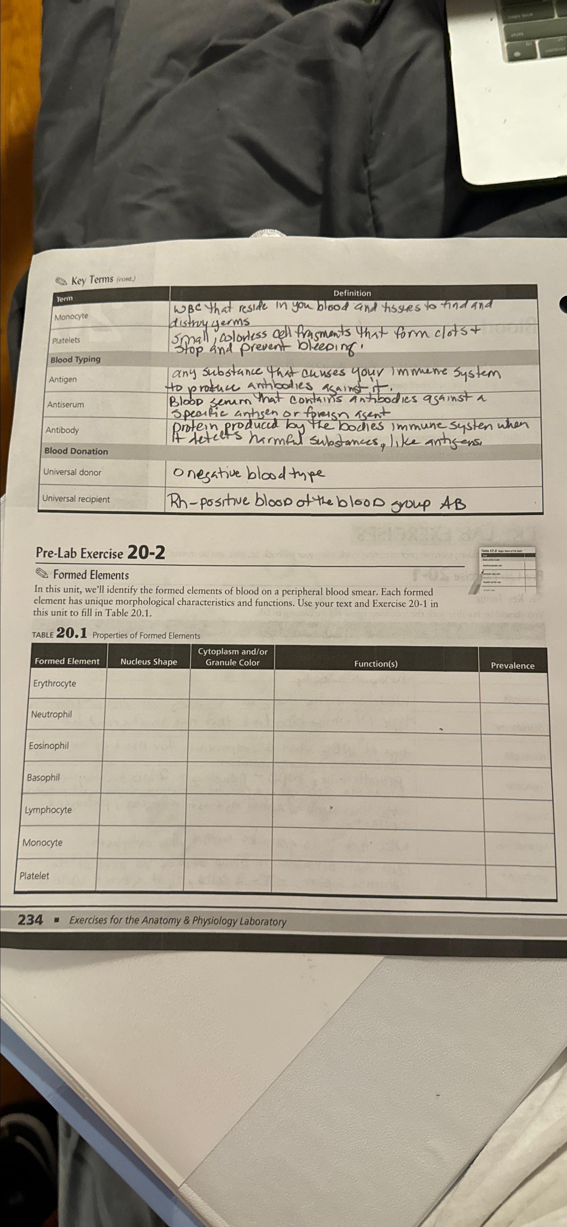 Solved PreLab Exercise 202Q. ﻿Formed ElementsIn this unit,