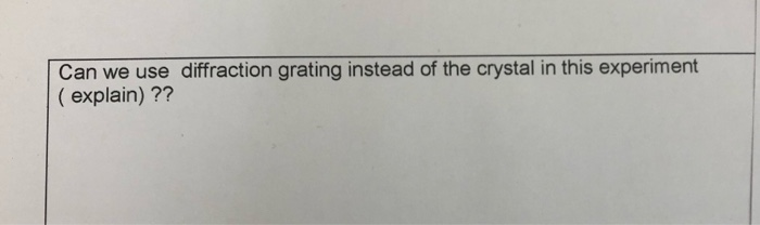 can x ray diffraction experiment be performed by ordinary grating