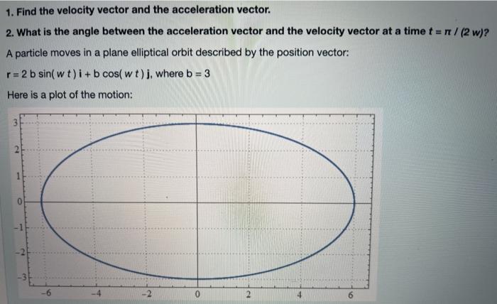 Solved 1. Find the velocity vector and the acceleration | Chegg.com