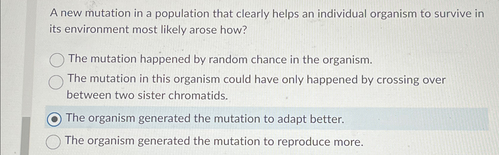 Solved A new mutation in a population that clearly helps an | Chegg.com