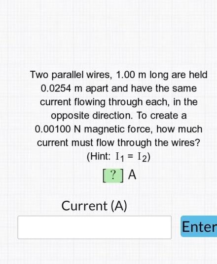 Solved Two Parallel Wires, 1.00 M Long Are Held 0.0254 M | Chegg.com