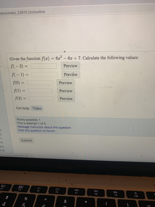 Solved a courses/_22610_1/cl/outline Given the function f(x) | Chegg.com