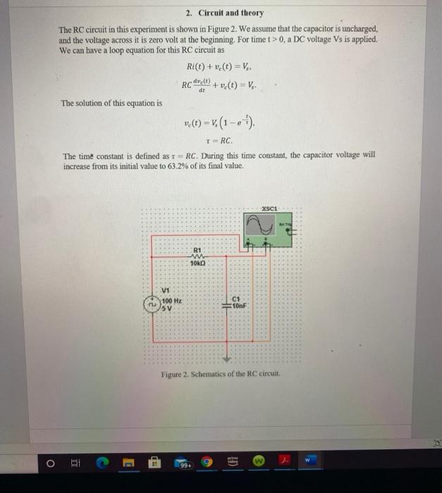 Solved Lab 8. Transient Response of an RC circuit 1. | Chegg.com