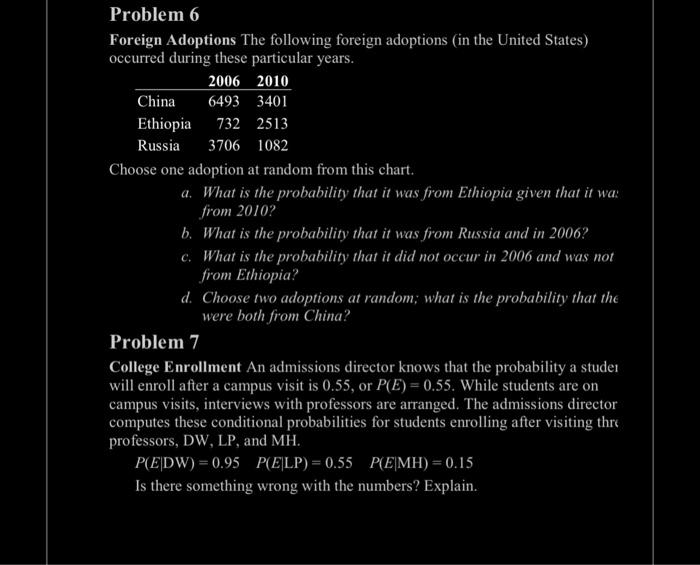 Solved Problem 6 Foreign Adoptions The following foreign | Chegg.com