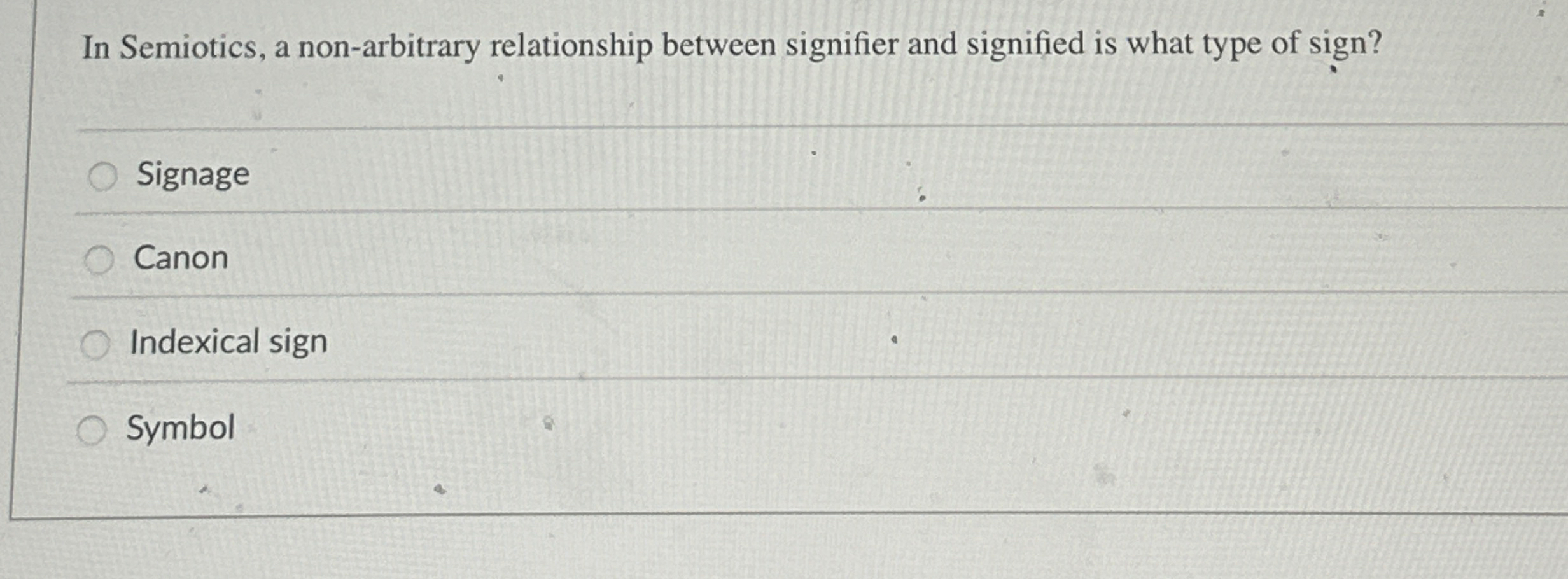 Solved In Semiotics, a non-arbitrary relationship between | Chegg.com