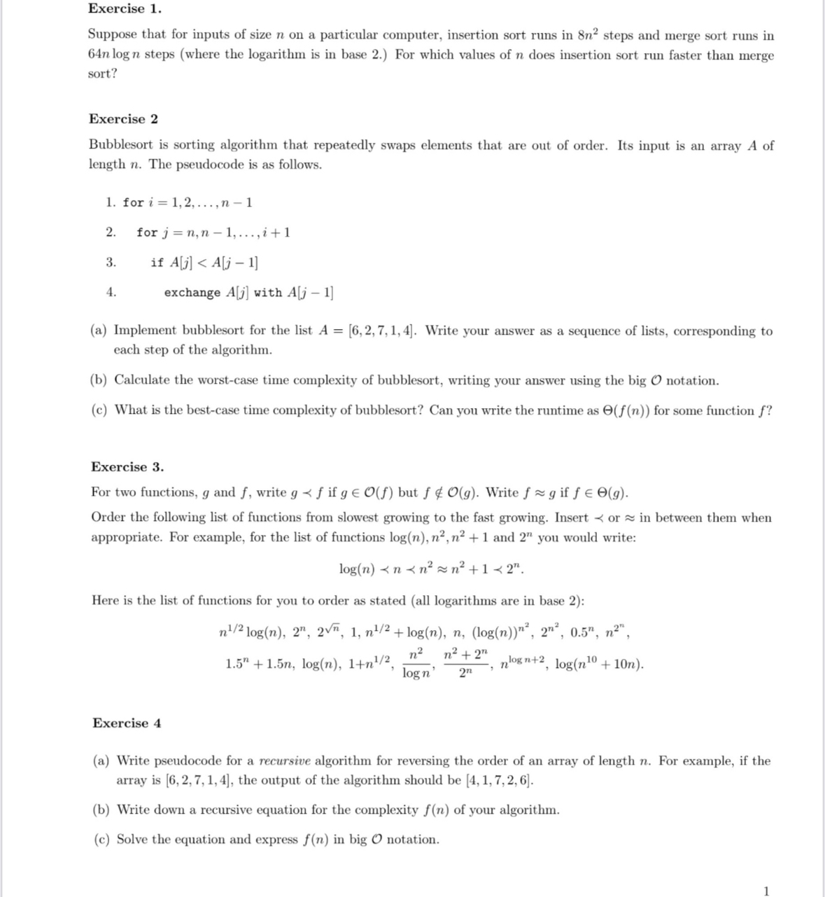 Solved Can you please answer the exercises in the image | Chegg.com