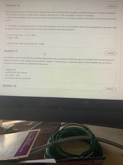 Solved Question 14 5 Points Based on tests of the Chevrolet | Chegg.com