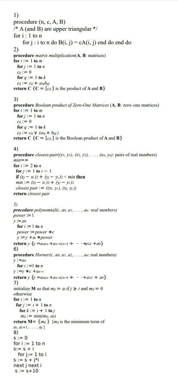 Solved 1 Procedure N C A B A And B Are Upper Tr Chegg Com