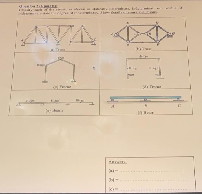 Solved Question 2 (6 points) Classify each of the structures | Chegg.com