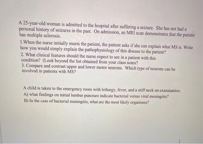 Solved A 25-year-old woman is admitted to the hospital after | Chegg.com