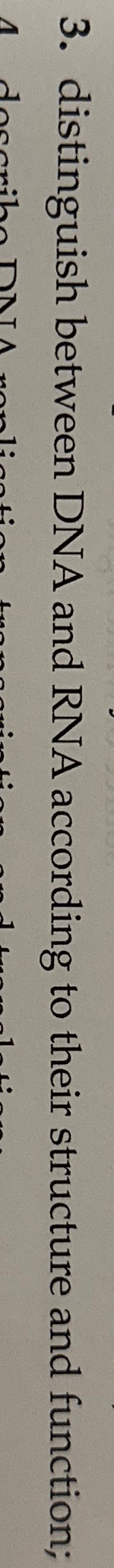 distinguish between the structure and function of dna and rna