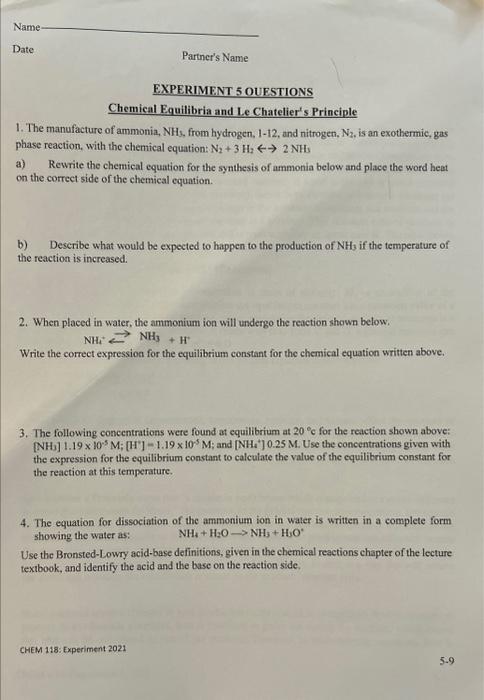 Solved 1. The manufacture of ammonia, NH3, from hydrogen, | Chegg.com