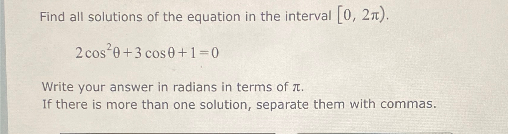 Solved Find all solutions of the equation in the interval | Chegg.com
